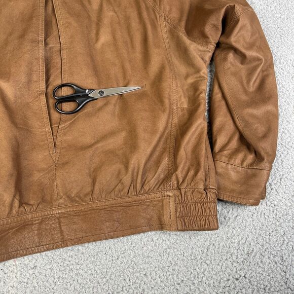 Remy Bomber Leather Jacket Mens 42 Tan Brown Suede Full Zip Lined USA Vintage - Picture 2 of 16